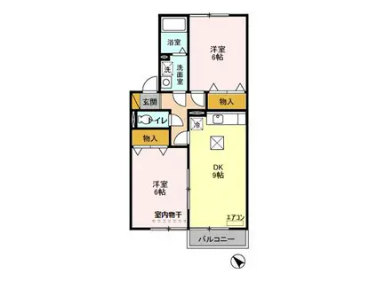 プレザントハイツII(2DK/1階)の間取り写真