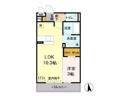 メリーパレス(1LDK/2階)の間取り写真