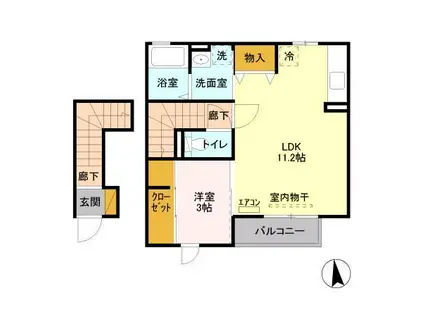 ヴィラアペーゴ(1LDK/2階)の間取り写真