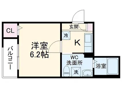 CRASTINE東味鋺3丁目Ⅱクラスティーネ(1K/3階)の間取り写真
