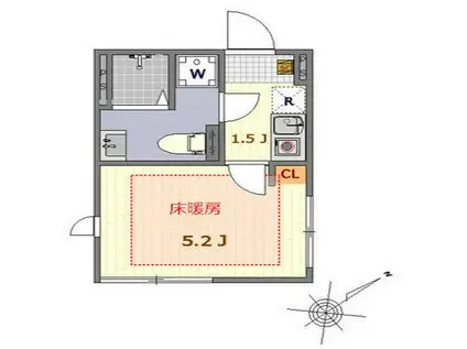 THE ROOM´S羽田(1K/1階)の間取り写真