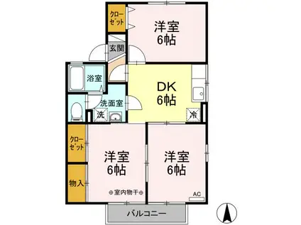 コーポリッチモンドB(3DK/1階)の間取り写真