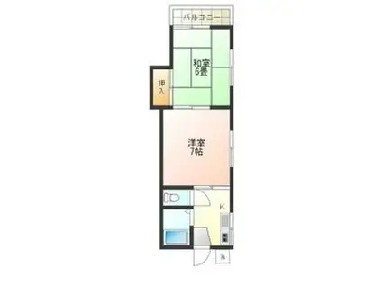 ハッピーハイツ山﨑(2K/2階)の間取り写真