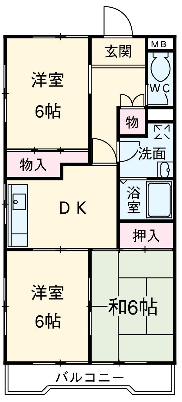 THコーポ大堀(3DK/3階)の間取り写真