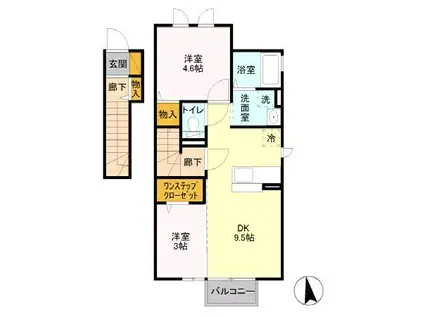 ディアーナⅡ(2DK/2階)の間取り写真