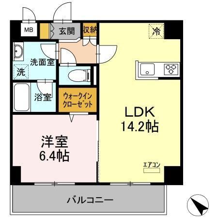 GRAND VERT(1LDK/3階)の間取り写真