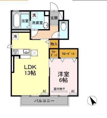 リーベ美合(1LDK/1階)の間取り写真