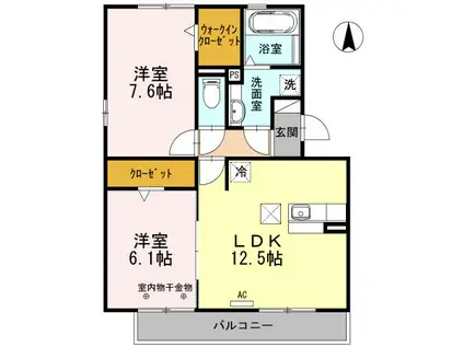 遠州鉄道 上島駅 徒歩26分 3階建 築14年(2LDK/1階)の間取り写真