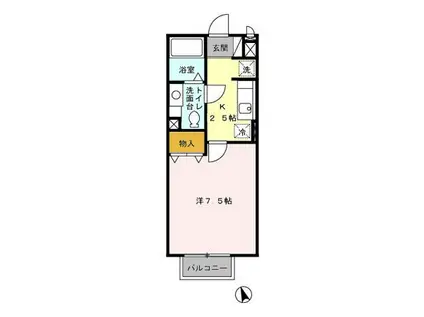 ヴィル・オランジュUD(1K/2階)の間取り写真