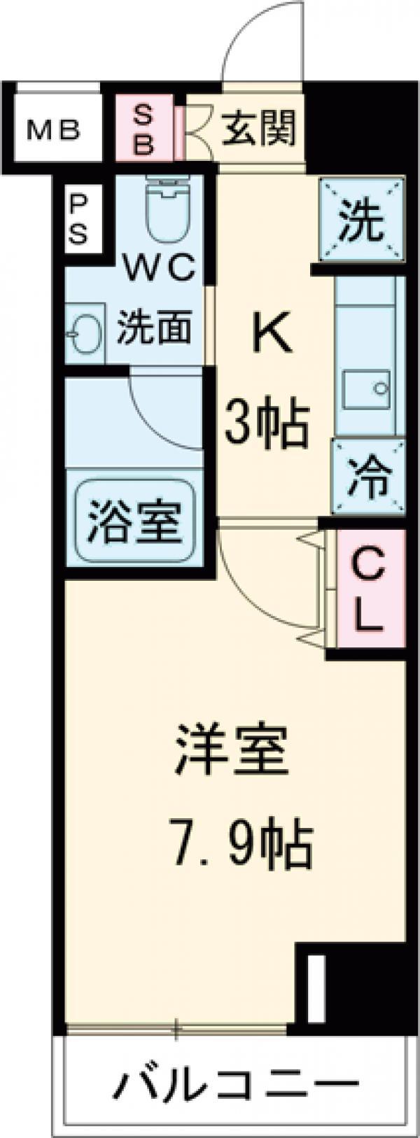 プラウドフラット東中野(1K/2階)の間取り写真