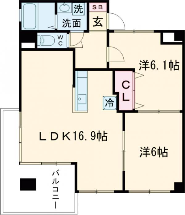 カルム竹林(2LDK/3階)の間取り写真