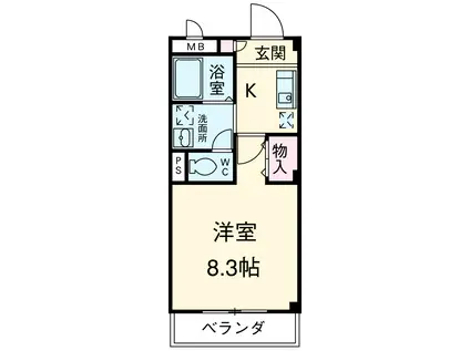 キャトルセゾン(1K/2階)の間取り写真