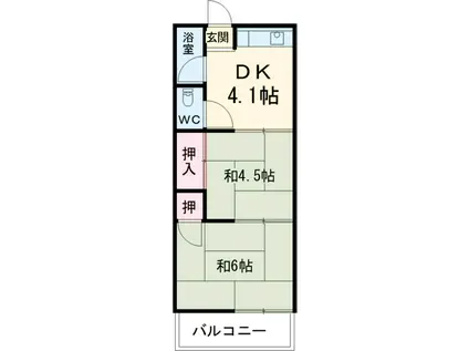 コーポ美芳(2K/1階)の間取り写真