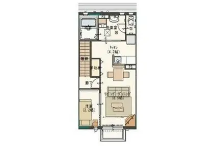 サンビレッジ さくらB(1SK/2階)の間取り写真