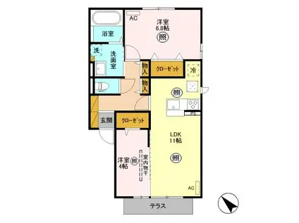 サンモール G(2LDK/1階)の間取り写真