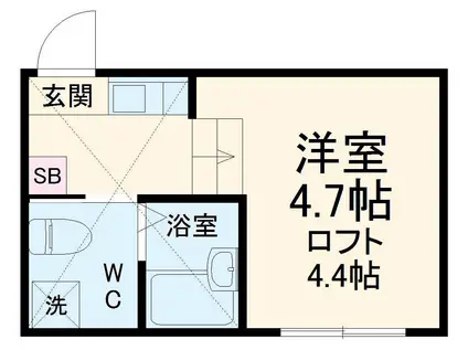 グランコンフォール武蔵小杉(ワンルーム/2階)の間取り写真