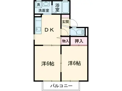 シェル駒生B(2K/2階)の間取り写真