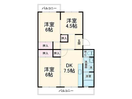 杉村マンション(3DK/1階)の間取り写真