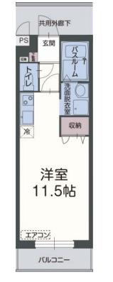 アルコバレーノⅡ(ワンルーム/2階)の間取り写真