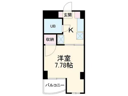 若文ビル(1K/4階)の間取り写真