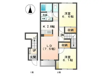 エメロード(2LDK/2階)の間取り写真