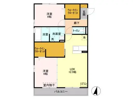 グレイスA(2LDK/2階)の間取り写真