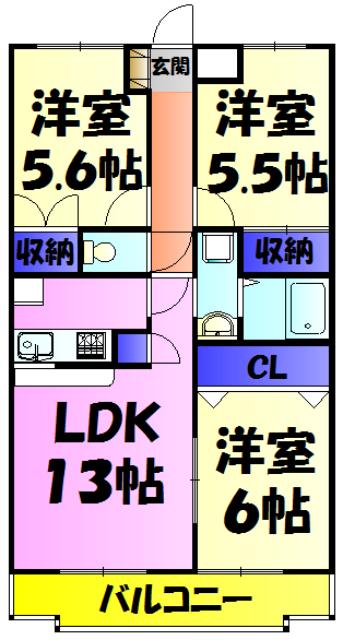 TS GARDEN新検見川Ⅰ(3LDK/1階)の間取り写真