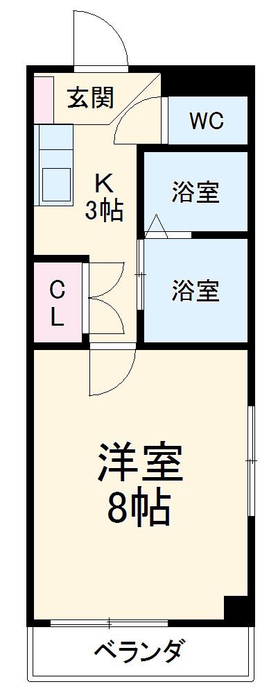 マーブルミニ(1K/2階)の間取り写真