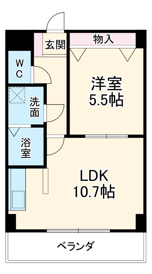 パンジー豆田(1LDK/1階)の間取り写真