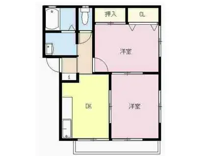 ハイツ ボヌール(2DK/2階)の間取り写真