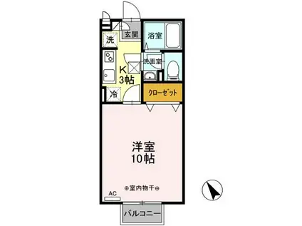 TAKASAKI HILLS 2ND(1K/1階)の間取り写真