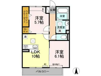 SALT VALLEY COURTⅡ(2LDK/1階)の間取り写真