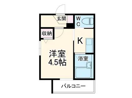 メルディア二和西4丁目(1K/1階)の間取り写真
