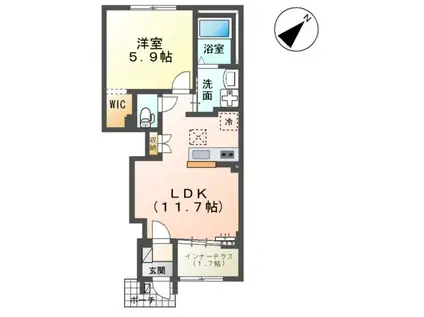 アンベリール(1LDK/1階)の間取り写真