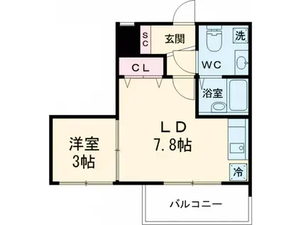 コルティーレ上北沢(1DK/3階)の間取り写真