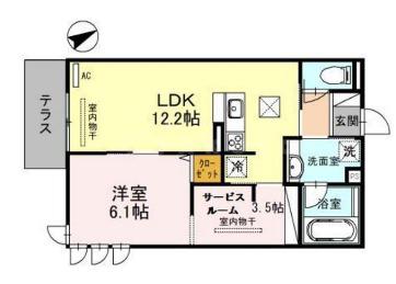 アロース フェリス(1SLDK/2階)の間取り写真