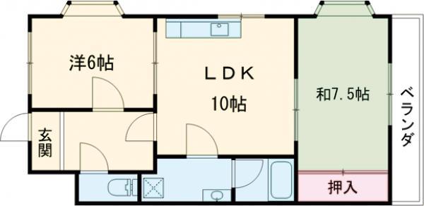 シャルム円山(2LDK/1階)の間取り写真