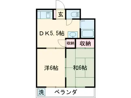 水戸パークシティー(2DK/2階)の間取り写真