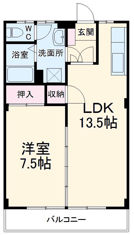 メゾンイシダ(1LDK/1階)の間取り写真