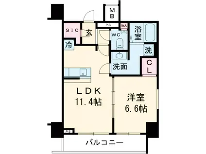 ジェノヴィア目黒南グリーンヴェール(1LDK/10階)の間取り写真
