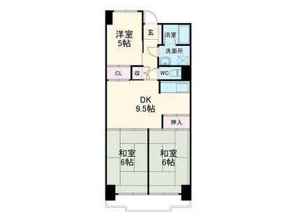 ビレッジハウス木場タワー(3DK/8階)の間取り写真