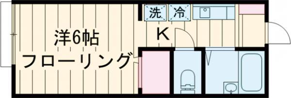 ドミール和(1K/2階)の間取り写真