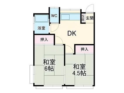 神戸荘(2DK/2階)の間取り写真