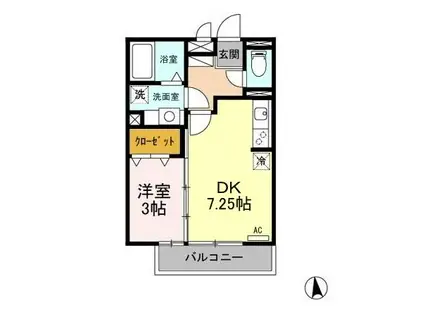 エピナールE(1DK/2階)の間取り写真