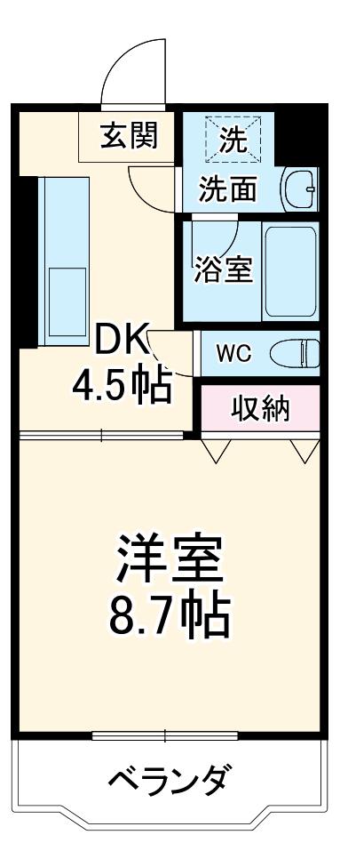 コンフィアンス(1DK/3階)の間取り写真