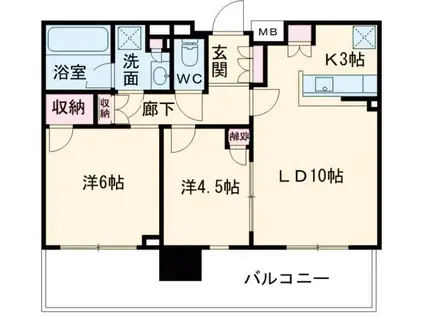 シティタワー八王子フレシア(2LDK/24階)の間取り写真