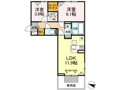 ジャルダン(2LDK/1階)の間取り写真