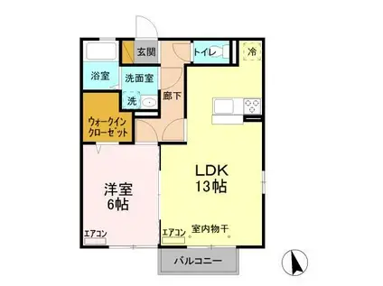 エクセルE(1LDK/2階)の間取り写真