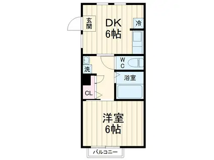 エステート長津田Ⅴ棟(1DK/2階)の間取り写真