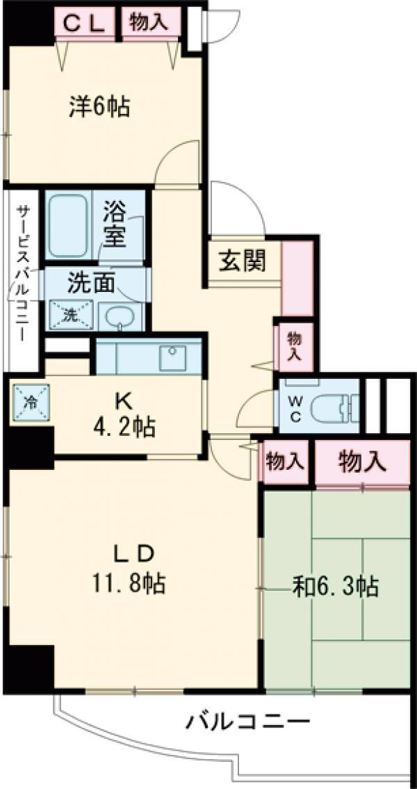 ラグーナ東池袋(2LDK/8階)の間取り写真